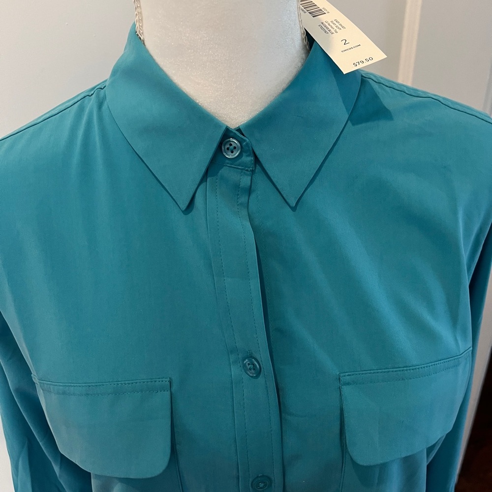 NWT Chico’s long sleeve button up shirt. Size 2 (12-14)